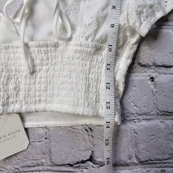 Altar'd State Cotton Shell White Eyelet Crop Top New Size Small - Picture 10 of 11
